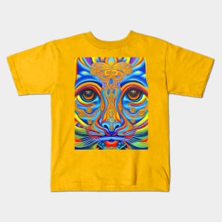 Kosmic Kitty (21) - Trippy Psychedelic Cat Kids T-Shirt